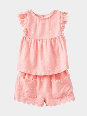 Cotton On Baby Pink Bessy Flutter Sleeve Top And Shorts