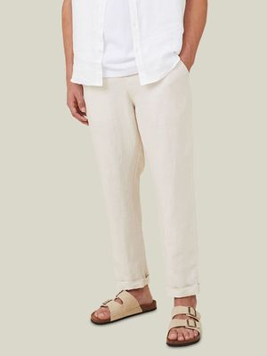 Men's Cotton On Beige Linen Pants