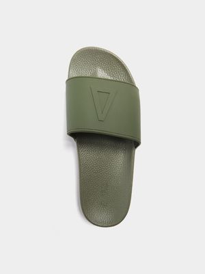 Sneaker Factory Embossed Khaki Pool slides