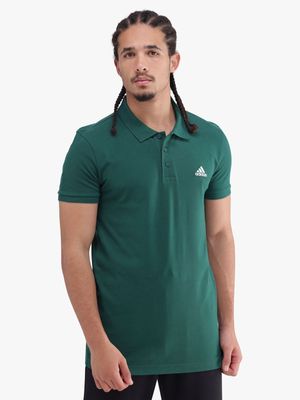 Mens adidas SL Pique Green Polo