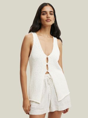 Women's Cotton On Cream Slub Peekaboo Vest