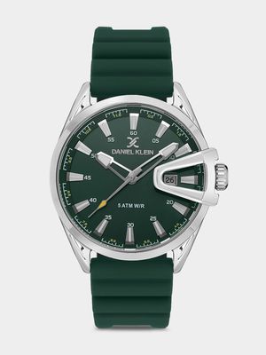 Daniel Klein Silver Plated Green Dial Green Silicone Watch