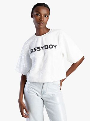 Women's Sissy Boy White Fashion Sequin Top