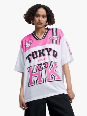 Women's Pink & White Hello Kitty Graphic Top