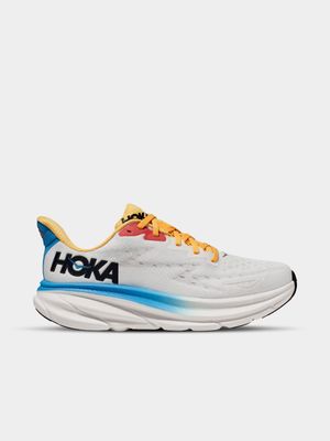 Womens Hoka Clifton 9 Blanc De Blanc/Swim Day Running Shoes