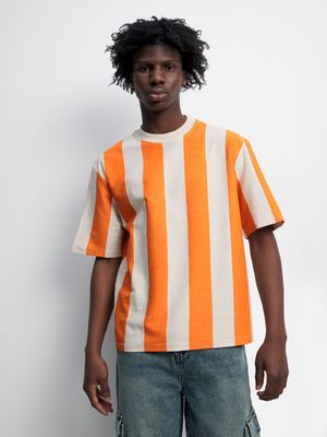 Men's Orange Vertical Stripe Top