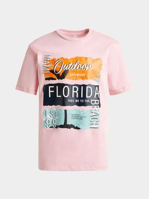 Younger Boy's Pink  Graphic Print T-Shirt