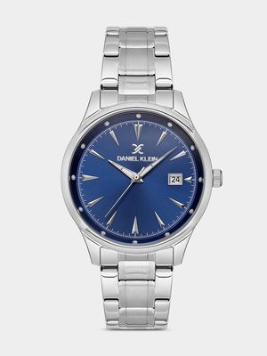 Daniel Klein Silver Plated Blue Dial Bracelet Watch