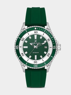 Daniel Klein Silver Plated Green Dial Green Silicone Watch