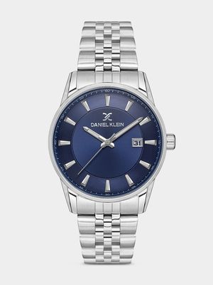 Daniel Klein Silver Plated Blue Dial Bracelet Watch