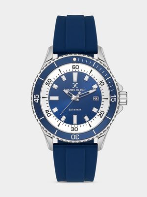 Daniel Klein Silver Plated Blue Dial Blue Silicone Watch