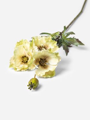 Faux Poppy Stem White Green 69cm