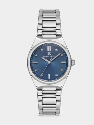 Daniel Klein Silver Plated Blue Dial Bracelet Watch