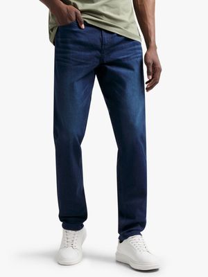 Men's Dark Indigo Wash Straight Leg Jeans