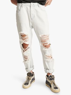 Women's One Teaspoon White Boyfriend Jeans