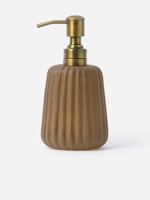 Fluted Glass Soap Dispenser Taupe