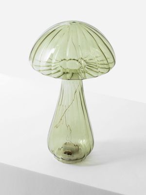 Green Glass Mushroom LED Statue 12.5cm