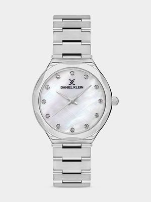 Daniel Klein Silver Plated Mother Of Pearl Dial Bracelet Watch