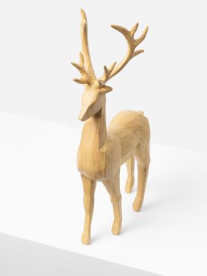 Standing Wood Finish Reindeer 16 x 7cm