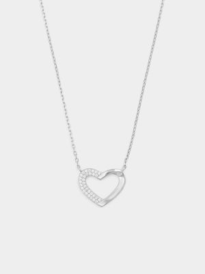 Sterling Silver Cubic Zirconia Open Heart Pendant