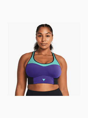 Womens Under Armour Project Rock Infinity Medium Impact Colour Block Sports Bra