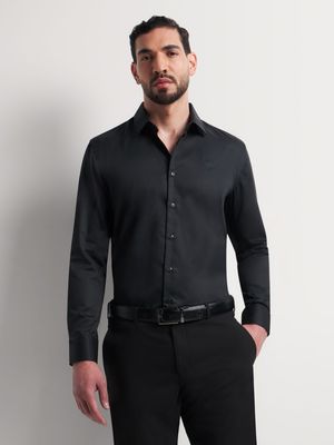 Fabiani Men's Black Cotton Sateen Shirt