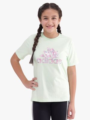 Girls adidas Flower Bos Green Tee