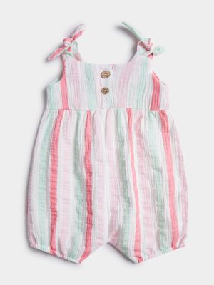 Jet Infant Girls Multicolour Striped Romper