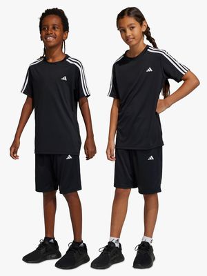 Boys adidas Train Essentials 3-Stripes Black Training Set