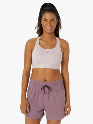 Womens Asics Road Compression Mauve Sports Bra