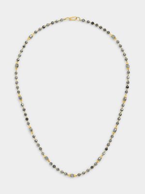 Yellow Gold Black Oval Bead Mangalsutra Necklace