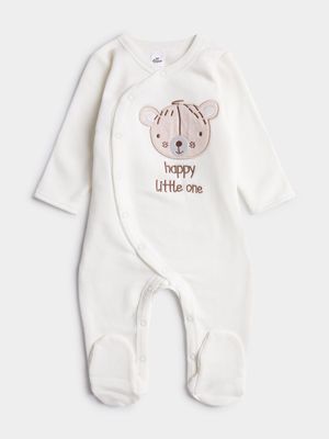 Jet Baby Cream Bear Face Fleece Sleepsuit