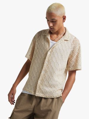 Men's Natural Crochet Shirt