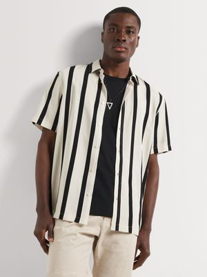 Men's Markham Stripe Viscose Natural/Black Shirt