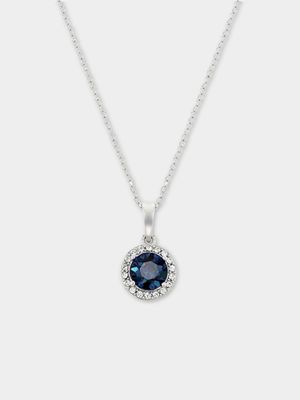 Sterling Silver Crystal Women's September Birthstone Pendant Necklace