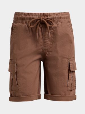 Jet Younger Boys Brown Cargo Shorts