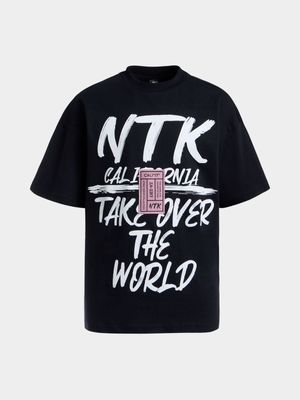 Jet Older Boys Black Take Over The World Oversized T-Shirt