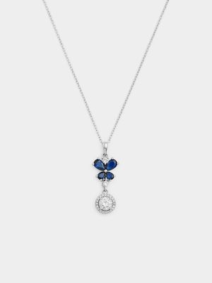 Sterling Silver Blue Spinel & White Sapphire Butterfly Pendant