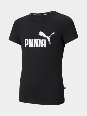 Girls Puma Essentials Logo Black/White Tee