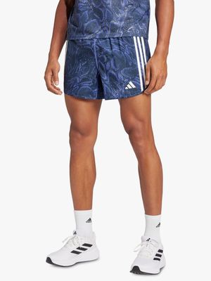 Mens adidas Own the Run Excite Allover Print Cobalt Blue Shorts