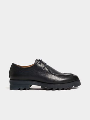 Fabiani Men's Navy Pebble Leather Apron Toe Derby