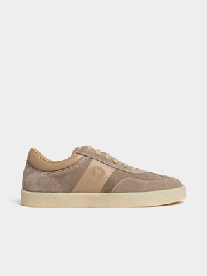 Fabiani Men's Sand Leather Side Stripe Court Sneaker