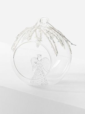 Angel Glass Bauble Silver 12cm