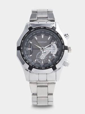 Men's Silver Round Watch