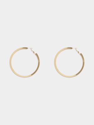 Women's Gold Flat Big Hoop Earring