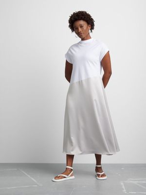 Women's Canvas Combo Fabric Trapeze Dress