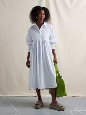 Women's Canvas Cotton Shirt Dress White