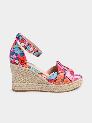 Women's Madison Pink Landry Cross Over Espadrille Wedges