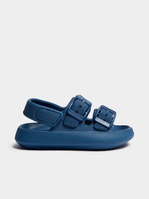 Younger Boy's Blue Double Strap Slides