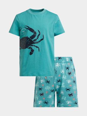 Younger Boy's Blue Crab Sleepwear Set